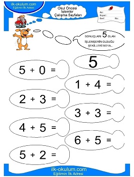 Çocuklar İçin toplam işlemi yaprak testleri 